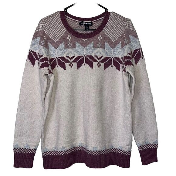 Lands End Winter Sweater Wmns Med 10 12‎ Cotton Wool Blend Cottagecore Grandma - Picture 1 of 9